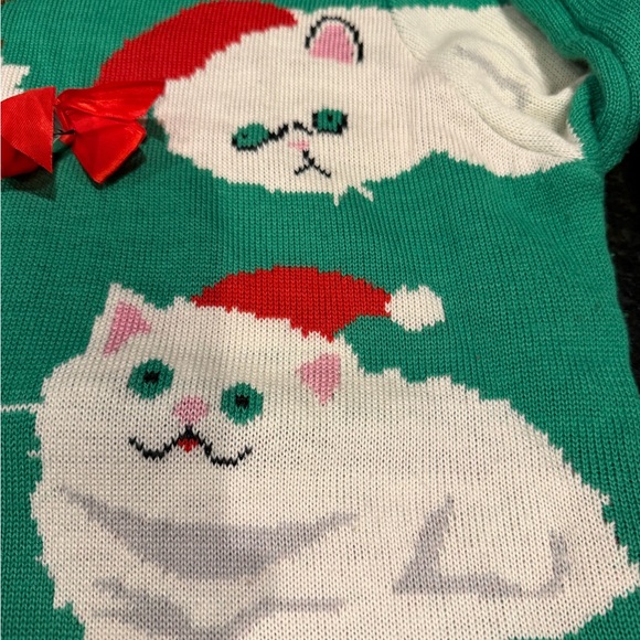 Tipsy Elves Ugly Christmas Sweater Sz L Cats Kittens Bells Kitty Red Green - Picture 7 of 9